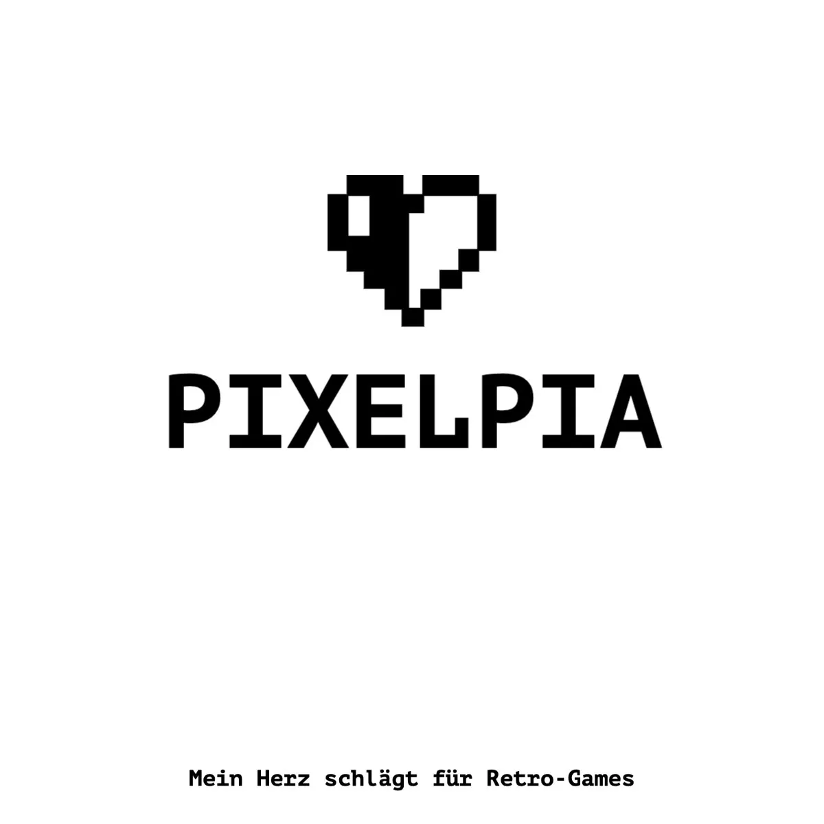Black White Pixel Heart Retro Logo