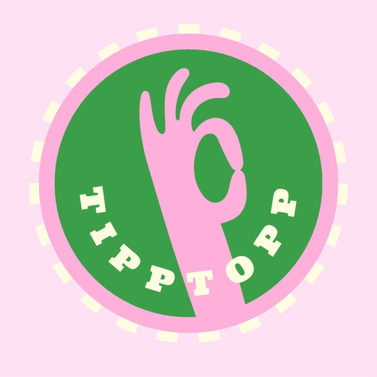 Pink Green White Tiptop Positive Saying Sticker