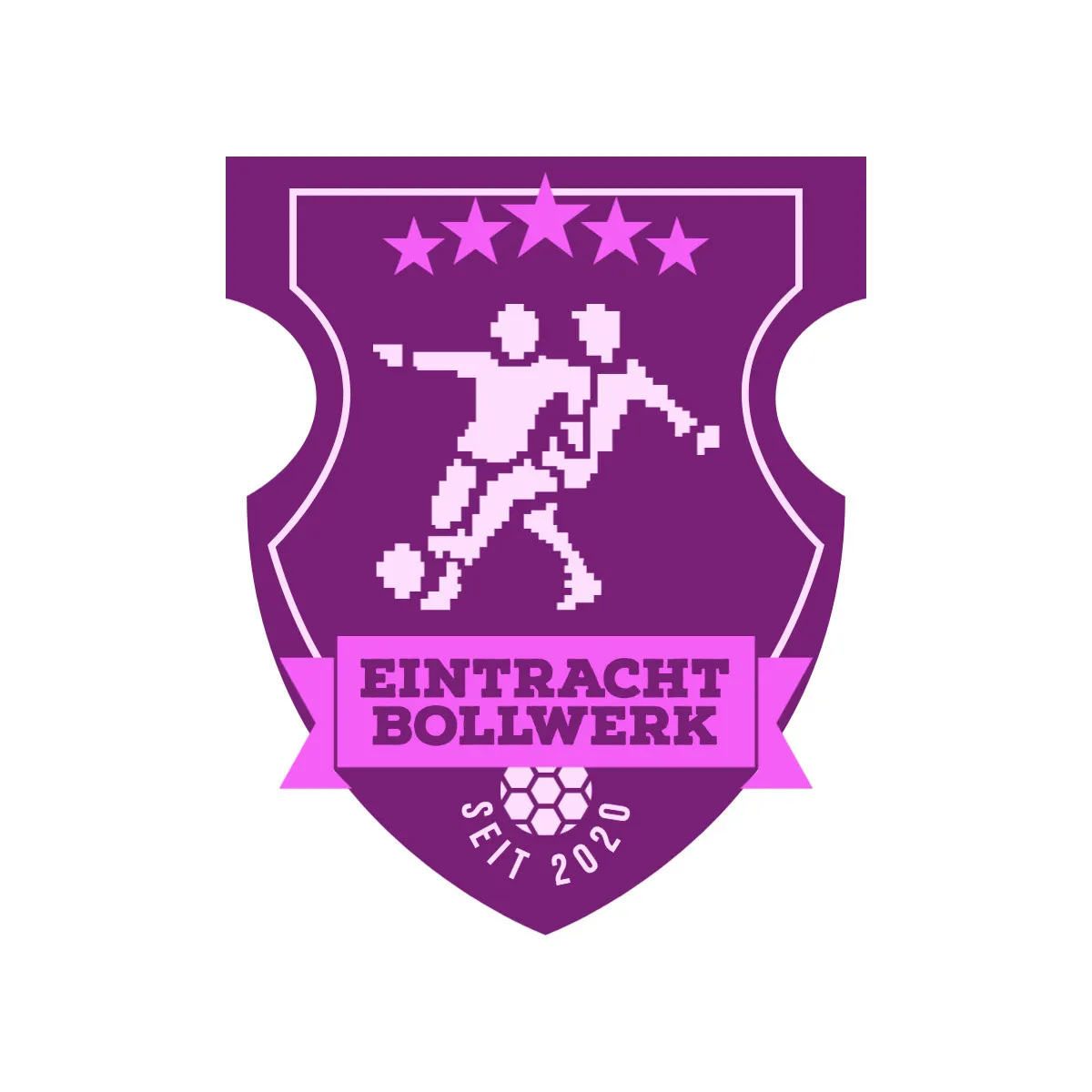purple pink traditional soccer logo