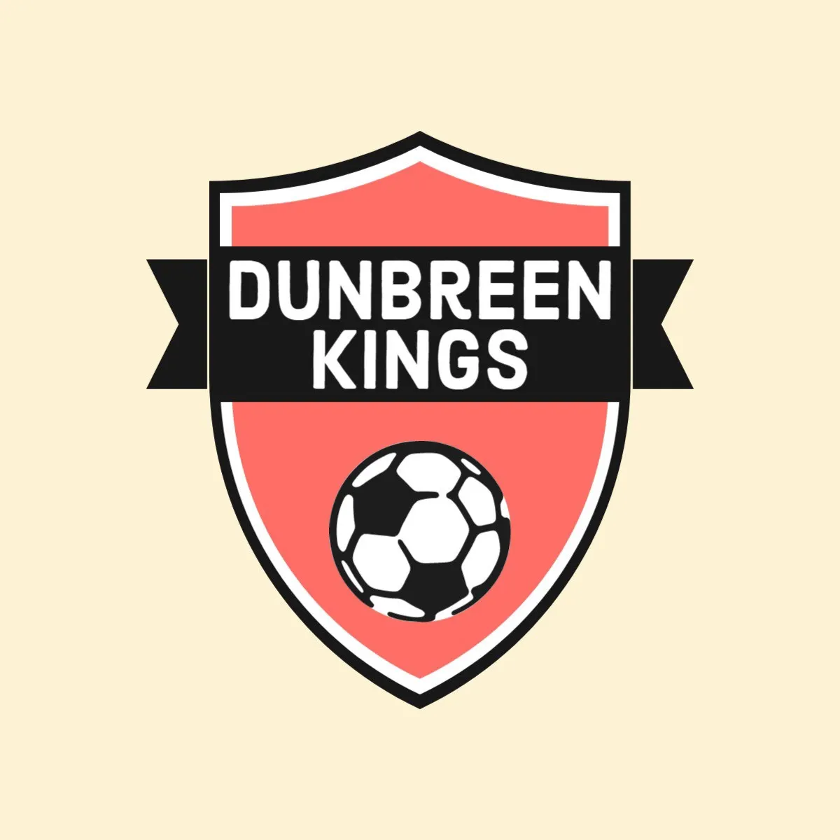 Black Red Soccer Crest Dunbreen Kings Logo