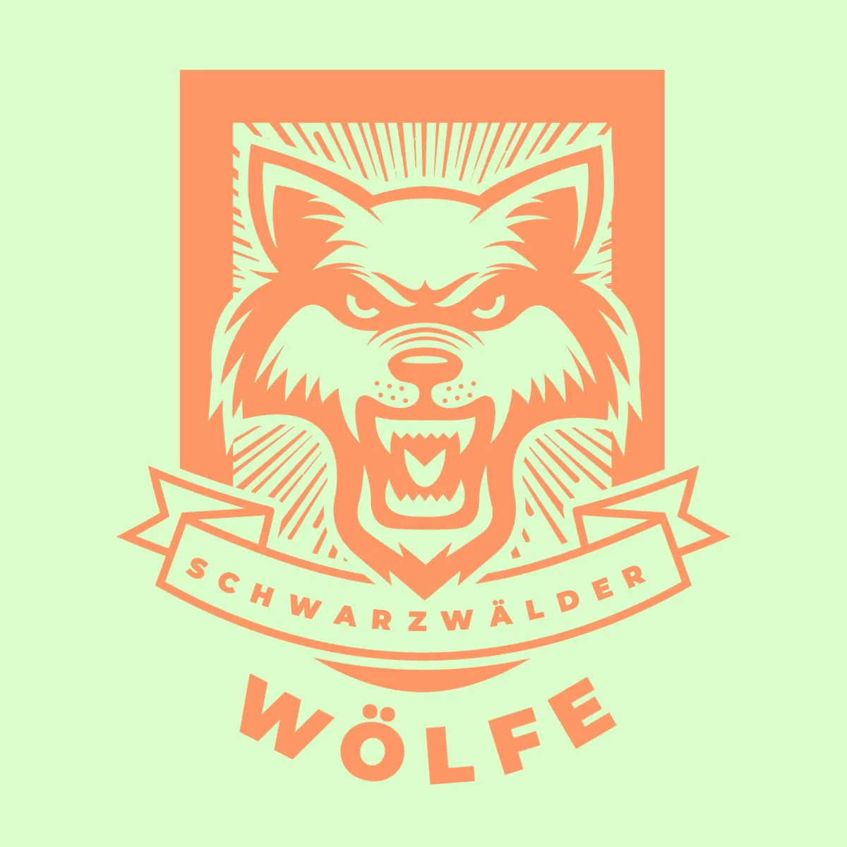 Green and Orange Wolves Sports Team Logo