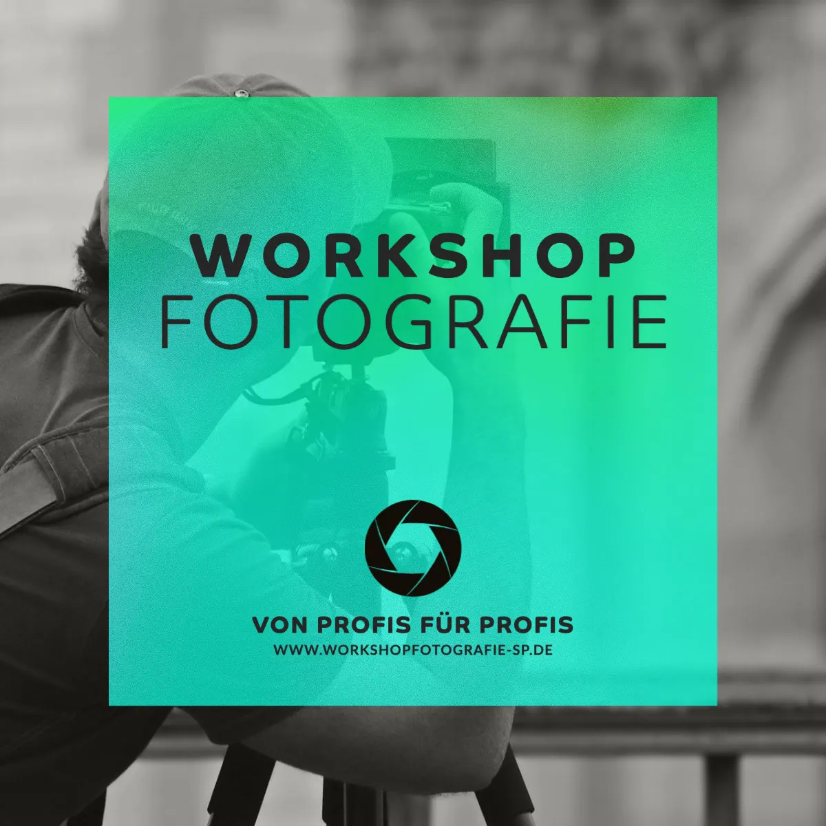 Black and White Green Gradient Workshop Professional Photography Instagram Square Ad