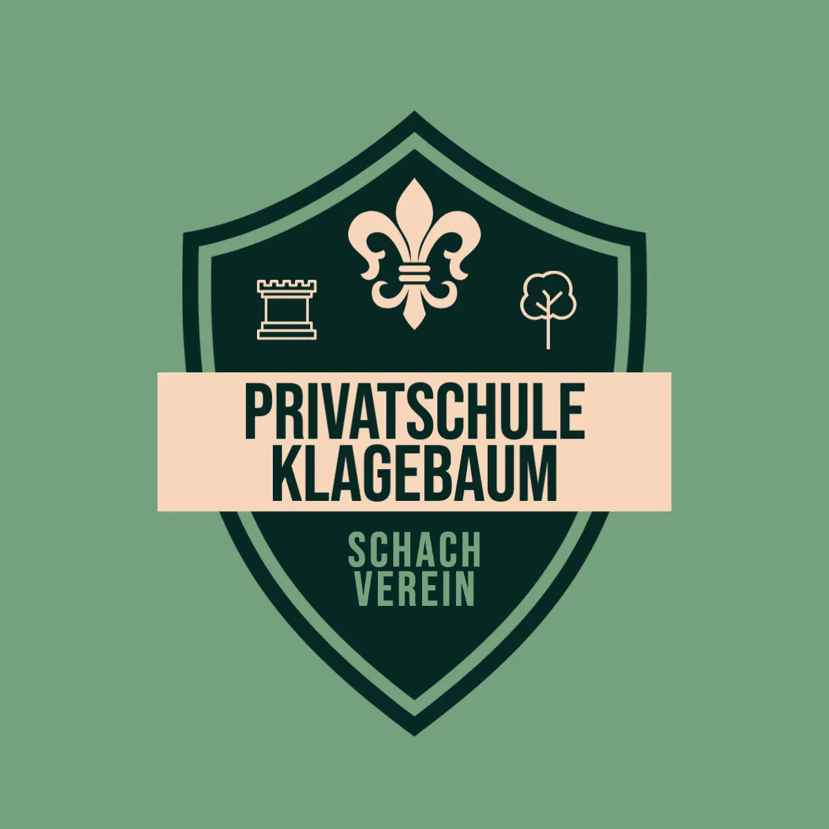 Green and Beige School Emblem Chess Team Logo