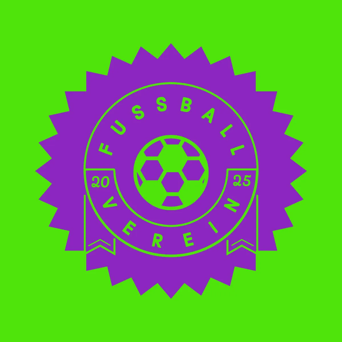 purple and green illustration Soccer Logo