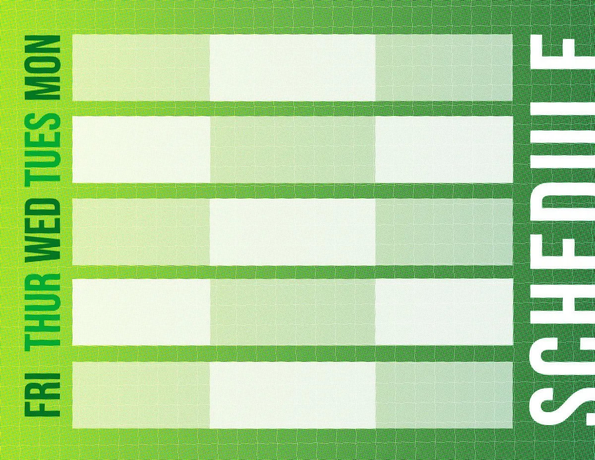 green gradient modern timetable