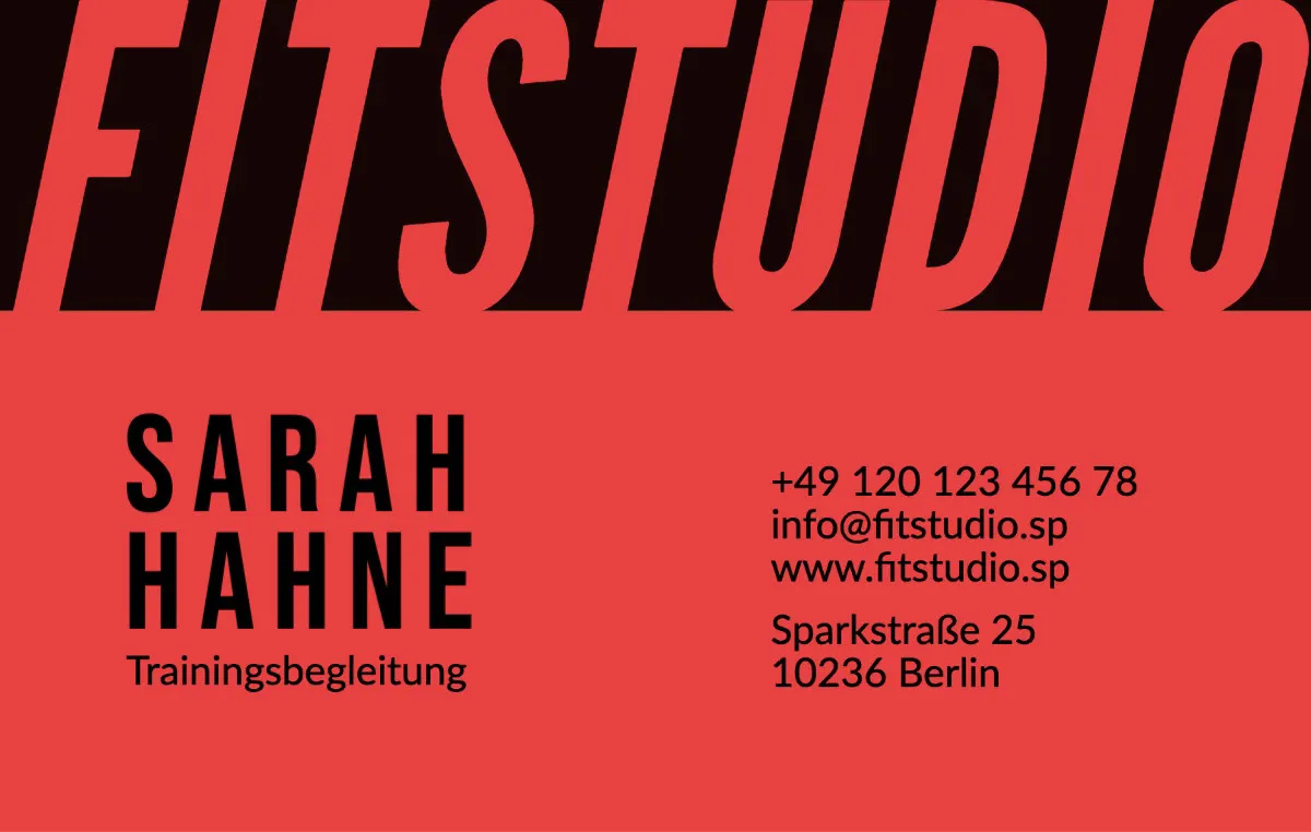 Red and Black Gym Coach Business Card