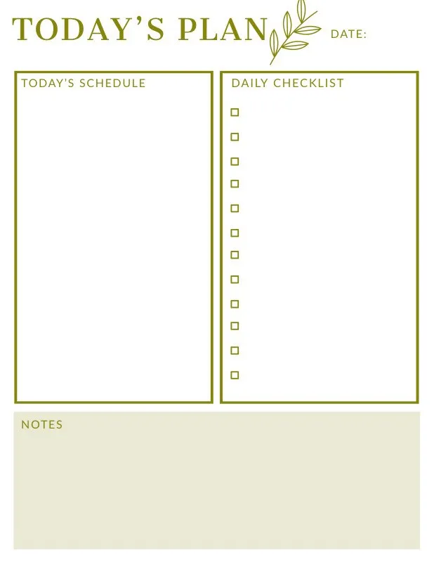 Gold Daily Planner with Schedule and Checklist