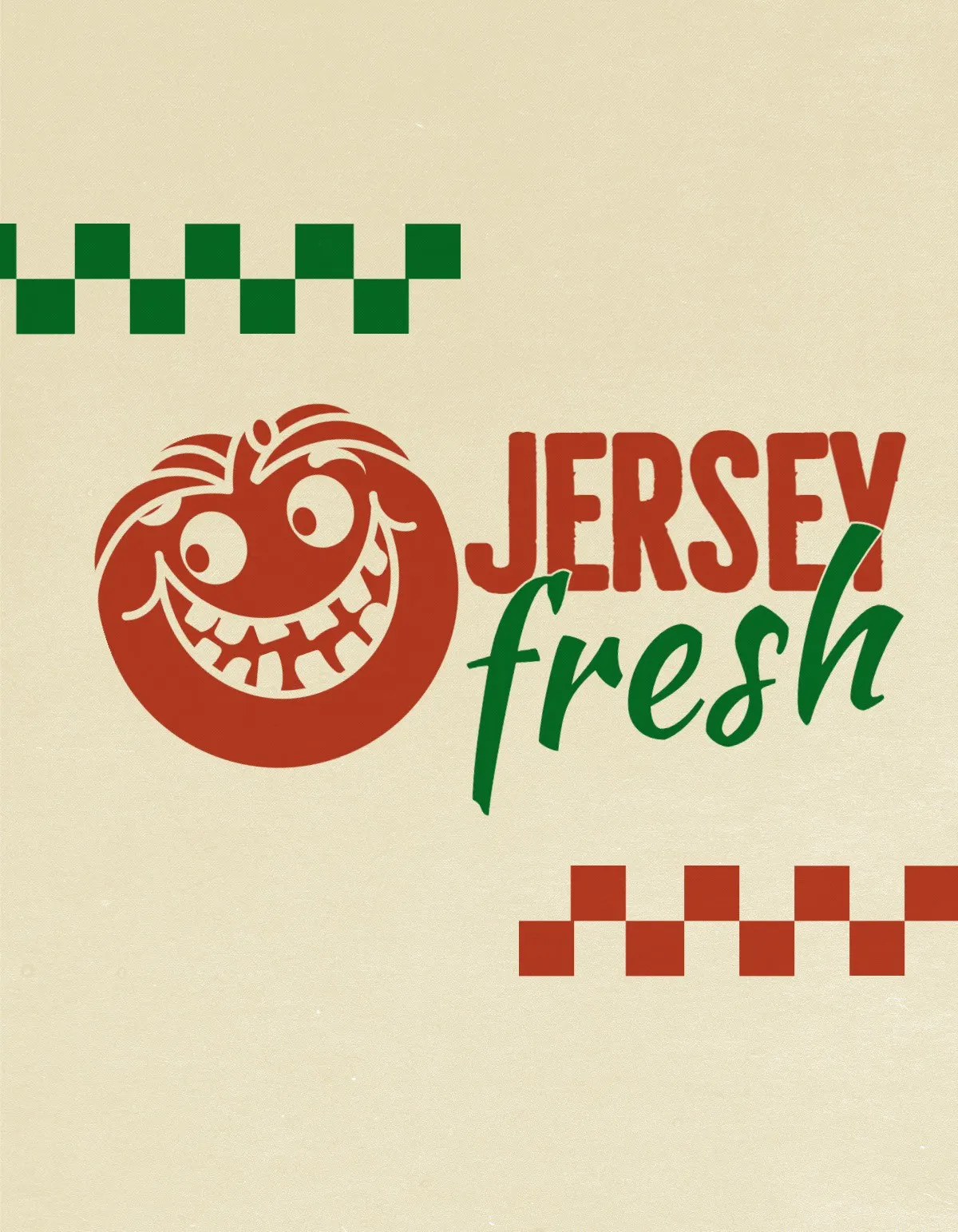 green and red retro t-shirt logo