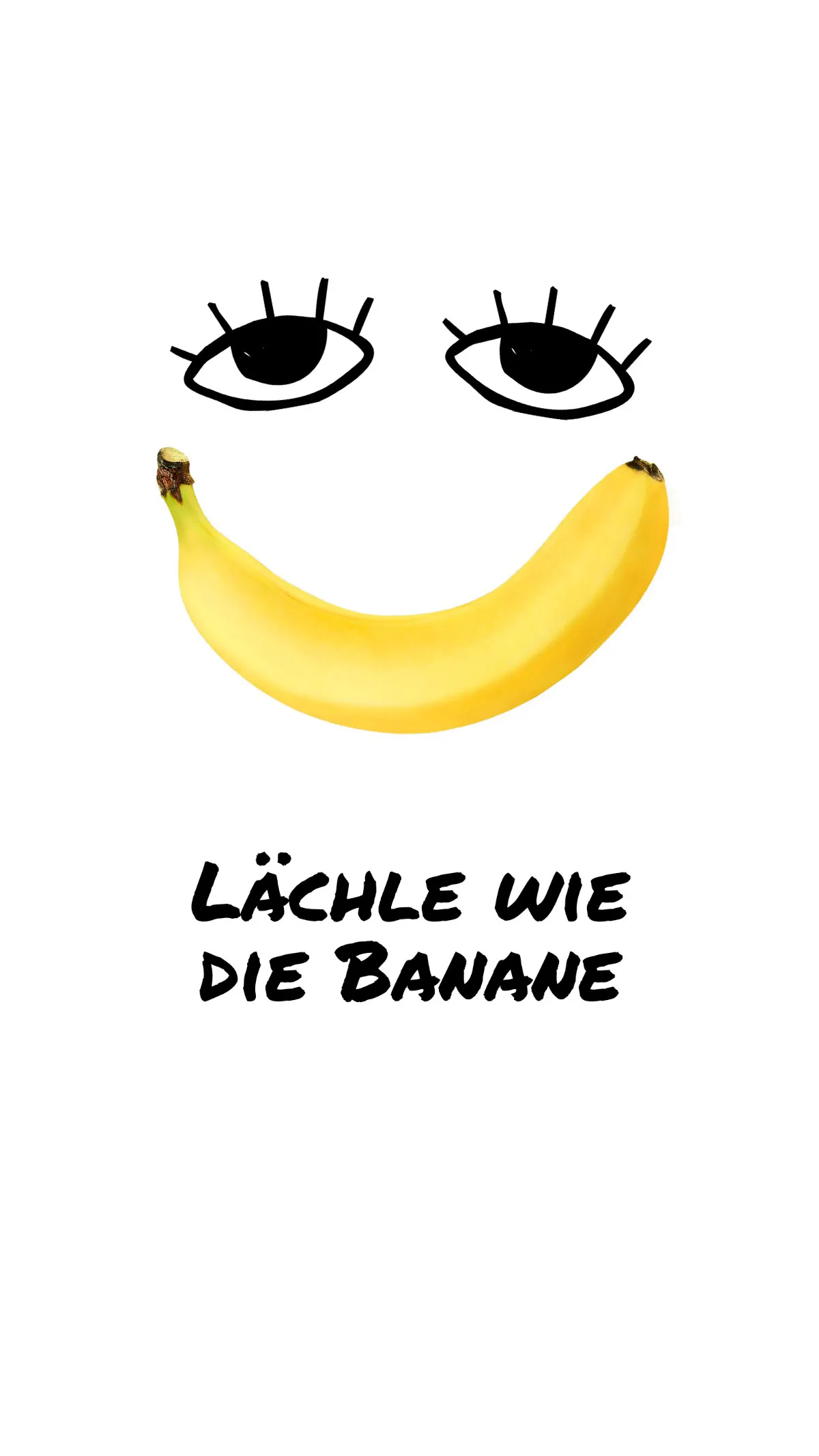 Black and White Fun Banana Smiley Wallpaper Mobile