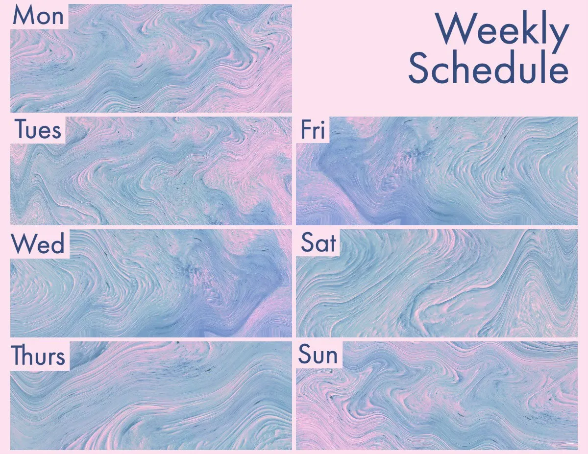 wavy pink and navy timetable