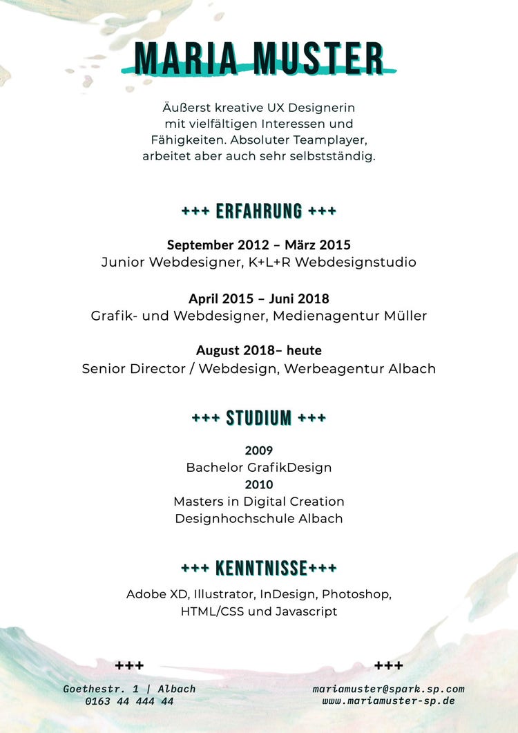 Teal and Pastel Colored Brushes Creative Resume