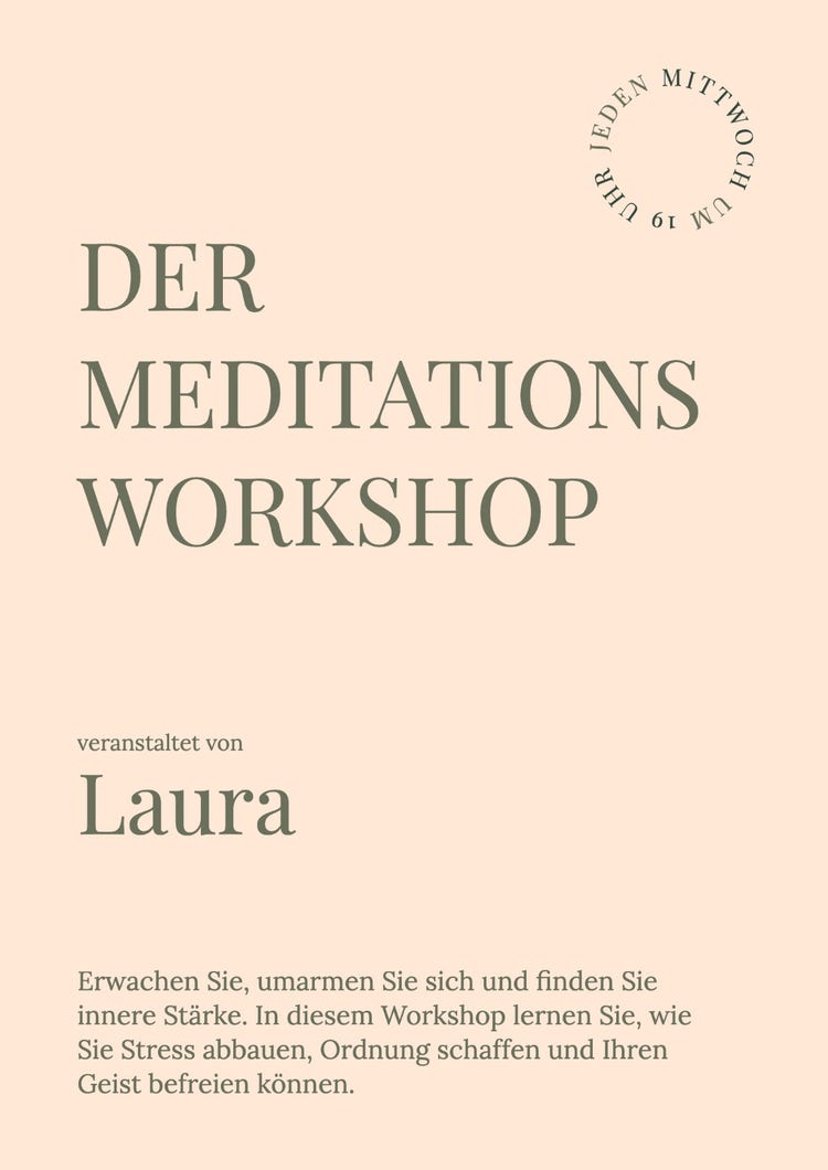 Beige Green Minimal Meditation Workshop Poster