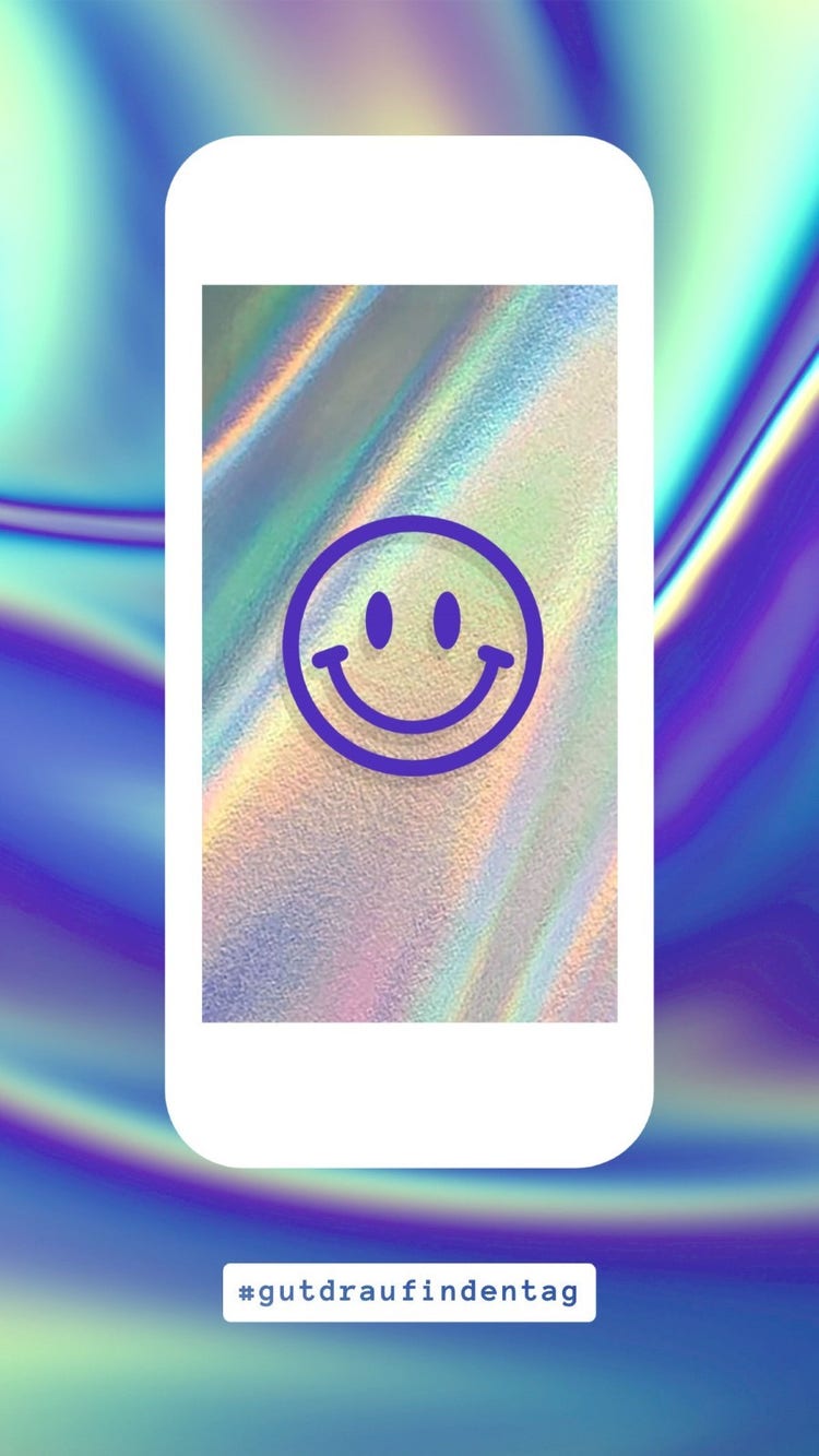 Turquoise Purple White Phone Smiley Holographic Instagram Story