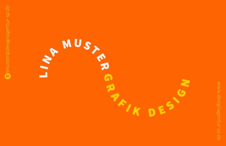 Orange White Yellow Typography Professional Business Card
