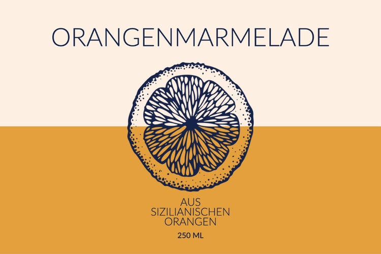 Dark Blue Orange Fruit Marmalade Label
