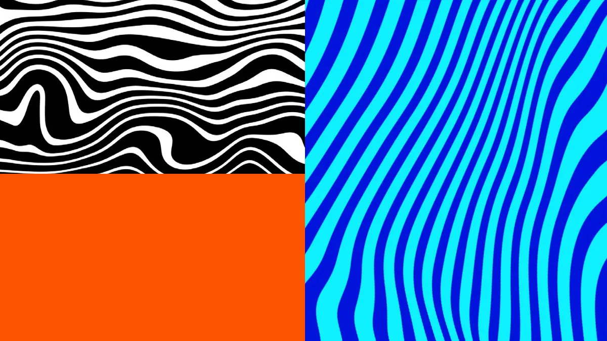 Orange Blue Black and White Abstract Lines Wallpaper
