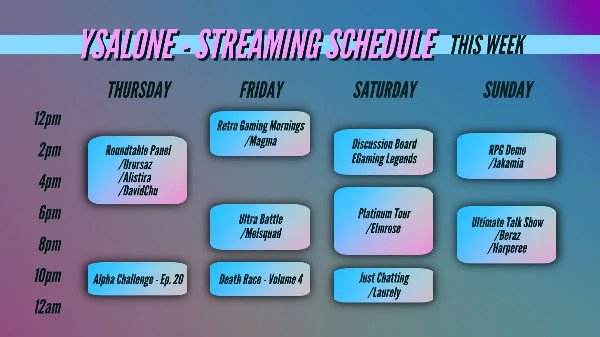 Purple And Blue Twitch Streaming Schedule