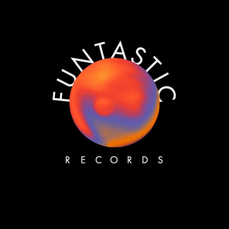 Red Blue Orange Futuristic Record Label Logo