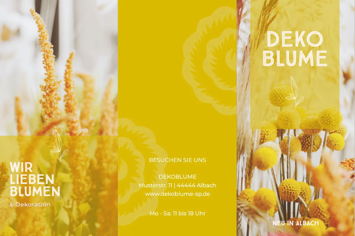 Yellow White Decoration Flower Shop Brochure Cover