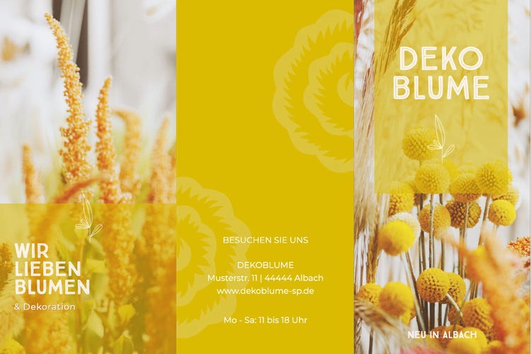 Yellow White Decoration Flower Shop Brochure Cover