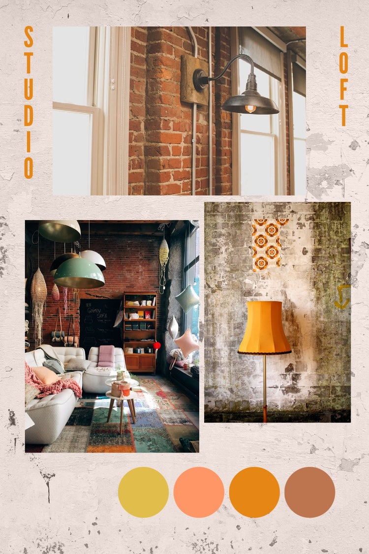 Loft Apartment Orange Moodboard Pinterest Post