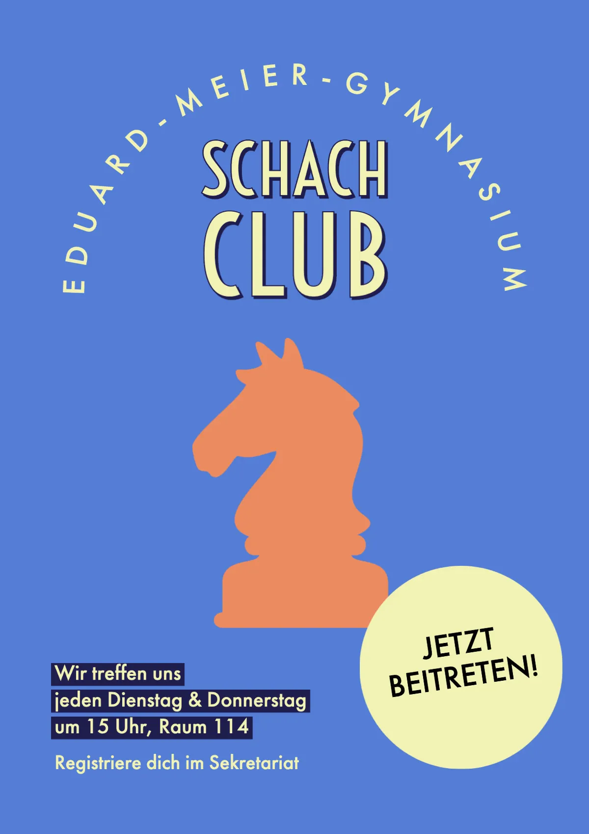 Blue and Yellow Chess Club Education Flyer