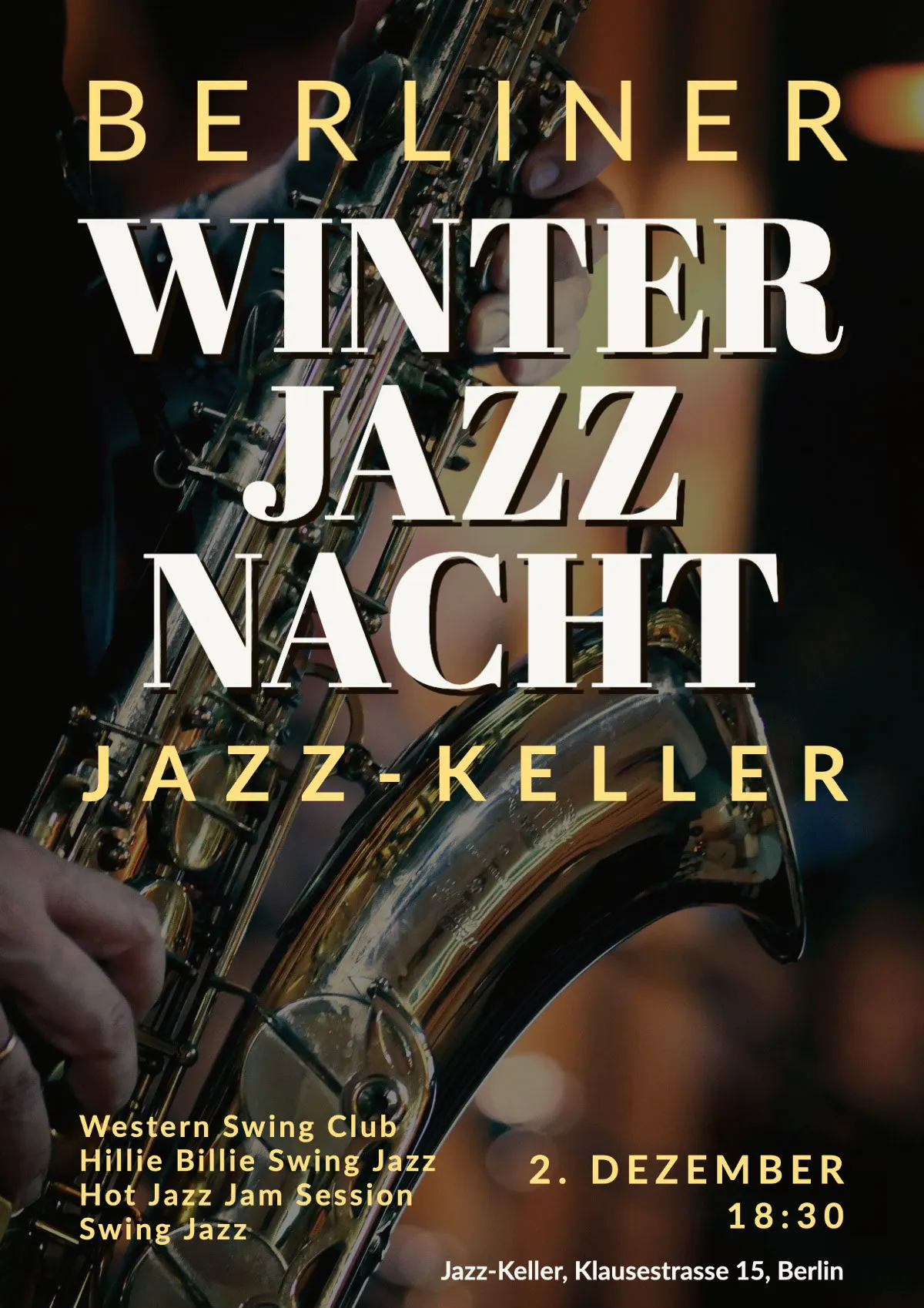 Black Brownish Winter Jazz Night Poster