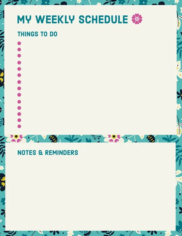 Blue Floral Weekly Personal Planner