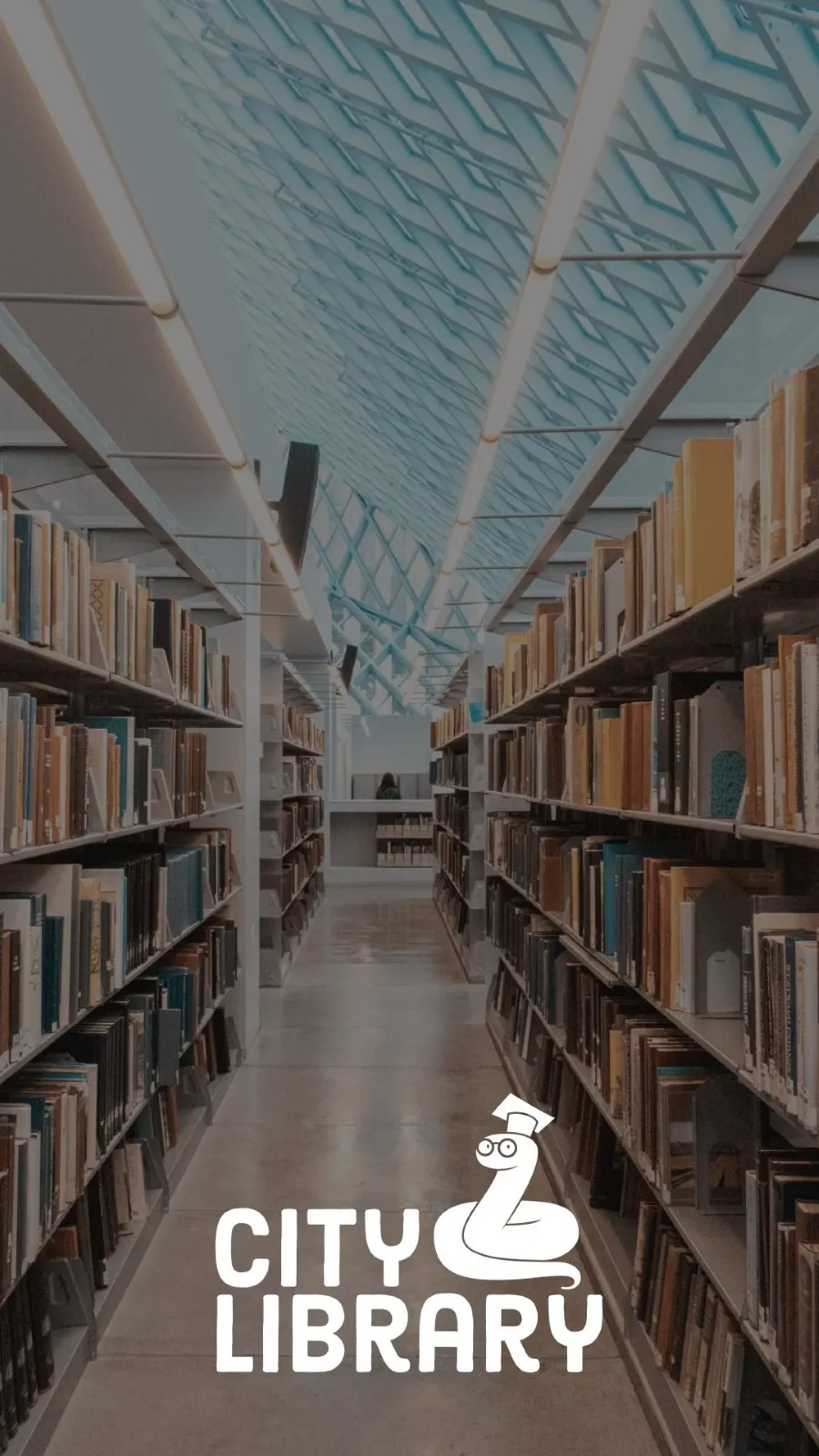 Bookworm Icon and Empty Library Photo Snapchat Geofilter