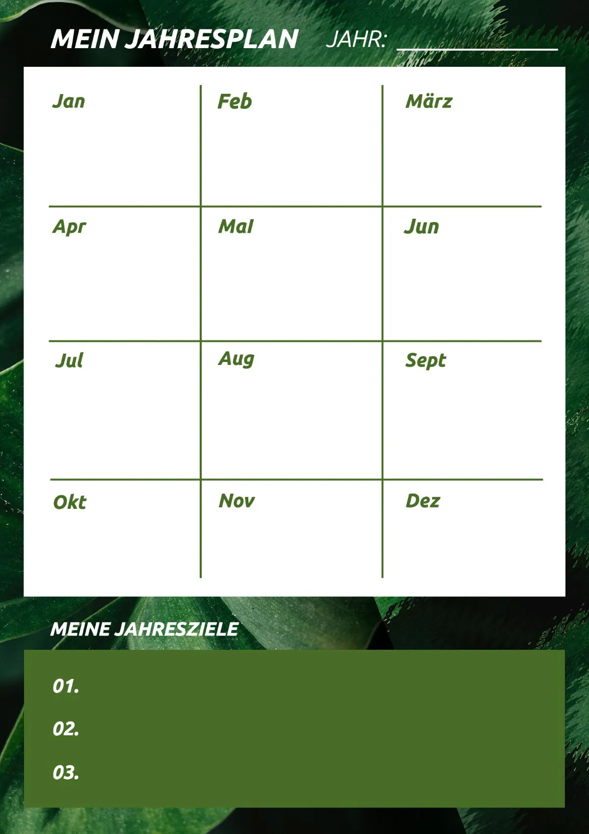 Green Plants Yearly Planner