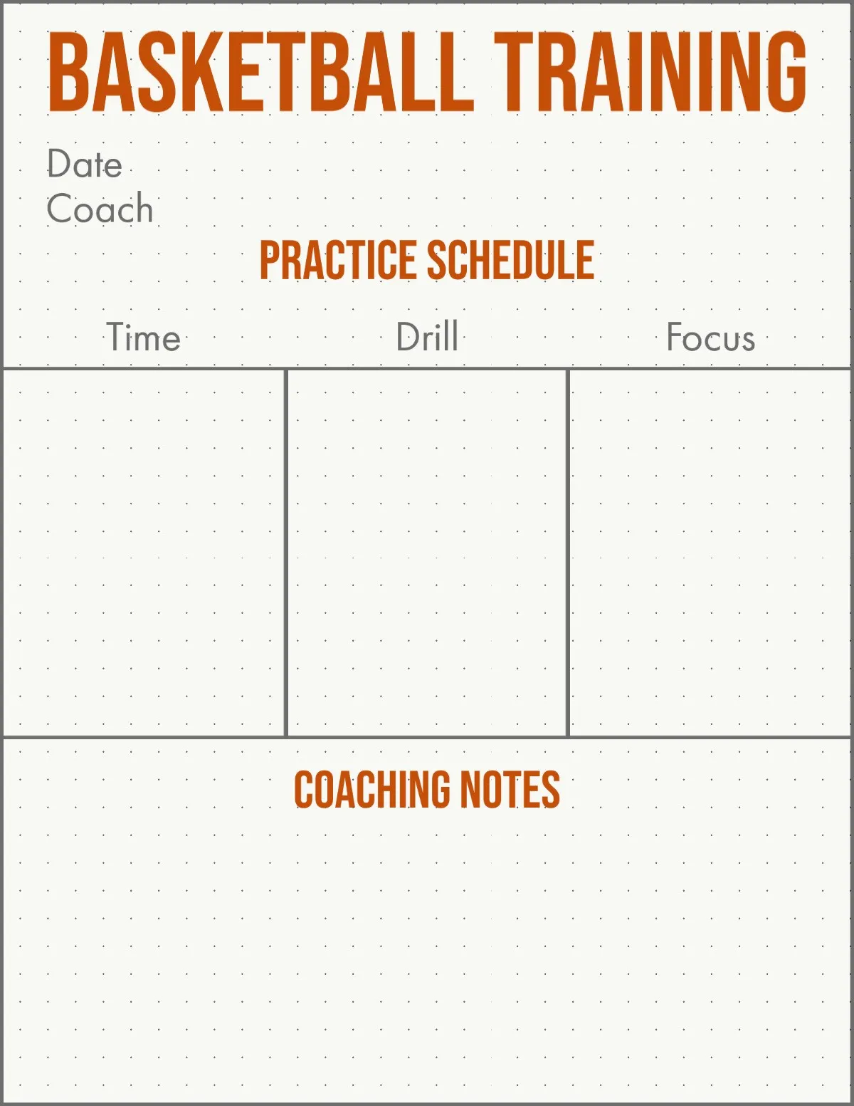 Beige Dotted Basketball Practice Planner