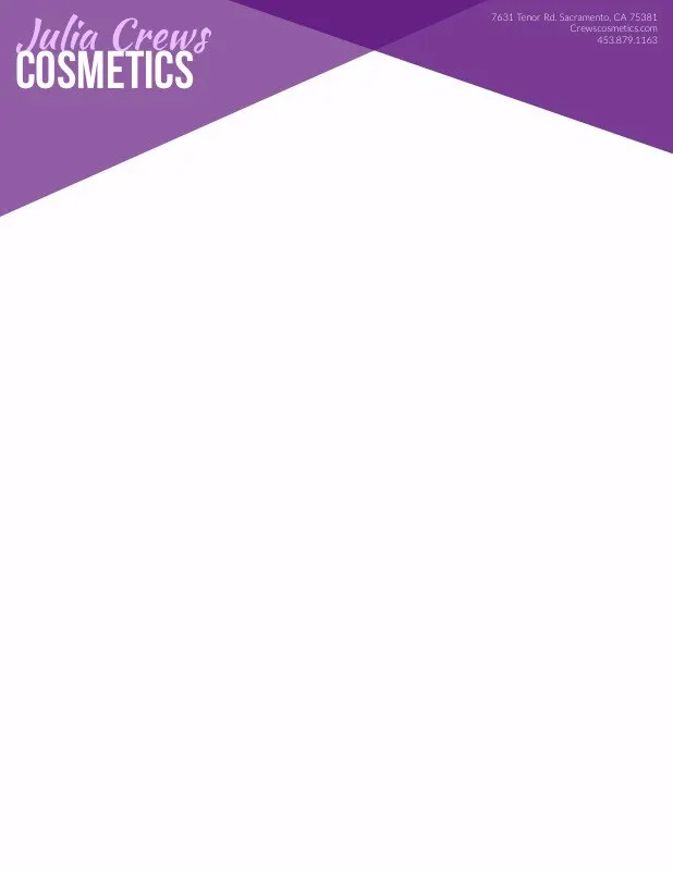 Purple Elegant Geometric Cosmetics Business Letterhead