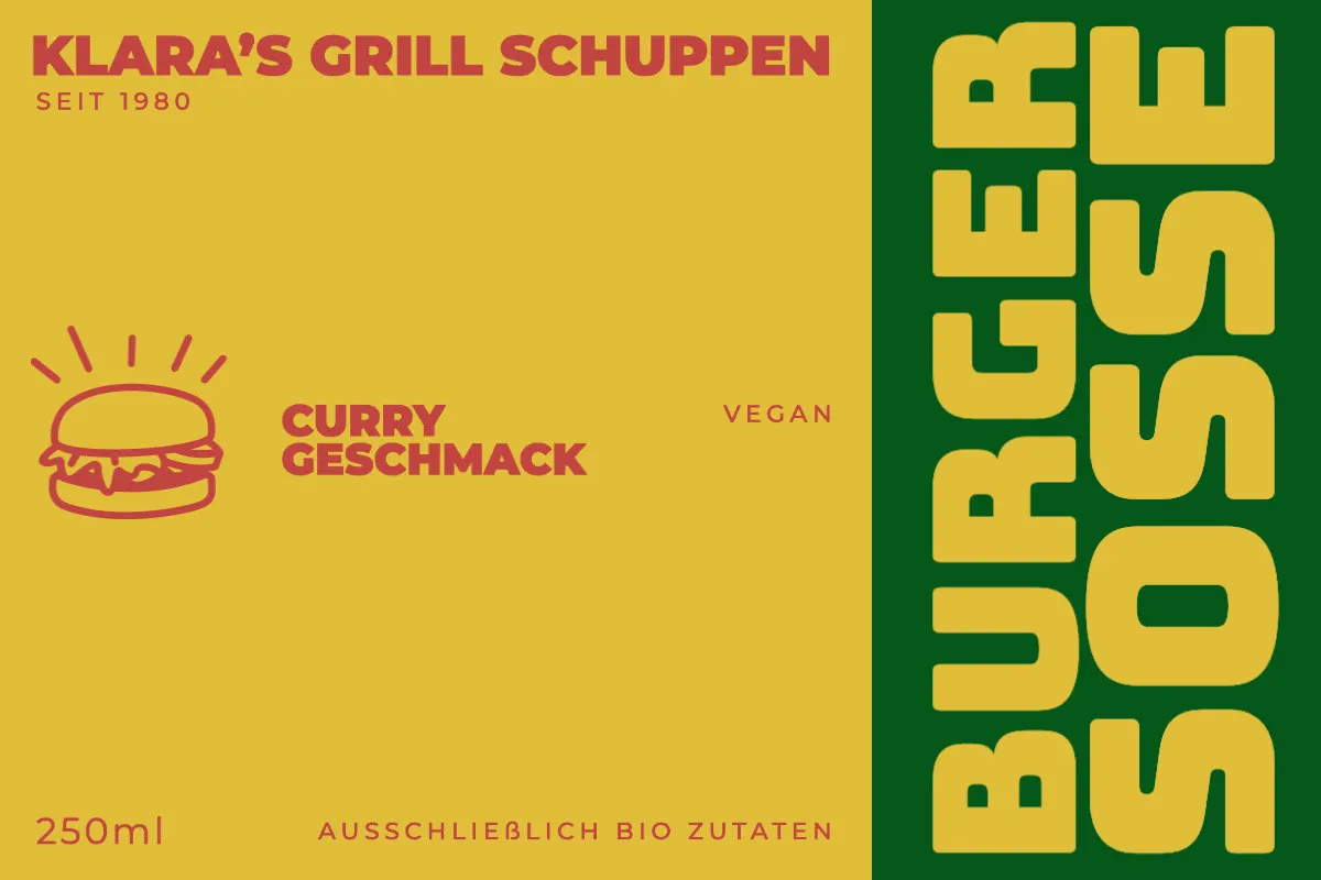 Green and Yellow Burger Sauce Food Label