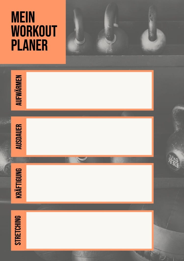 Black and White Orange Photo Weightlifting Workout Planner