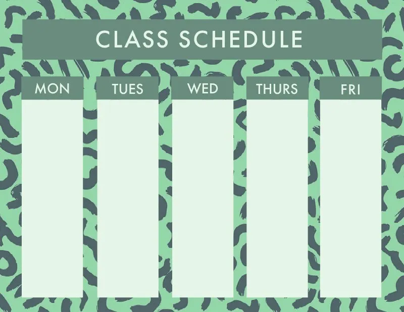 Green Weekly School Class Schedule