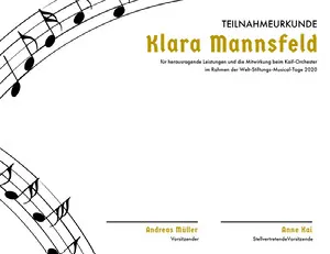 Klara Mannsfeld  Zertifikat