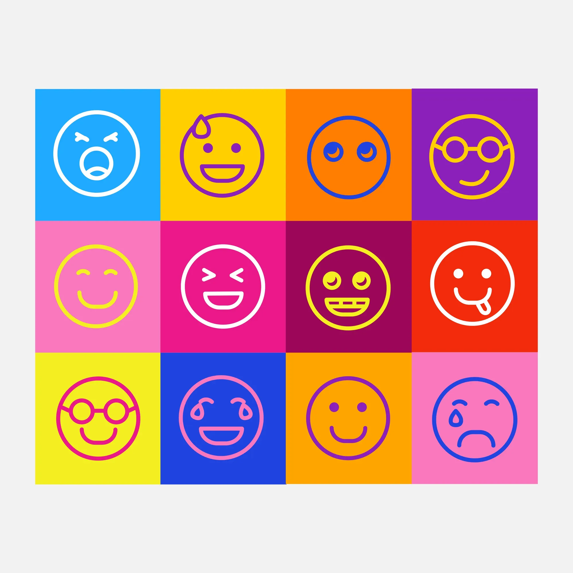 Colorful Pop Art Emojis Rectangular Sticker
