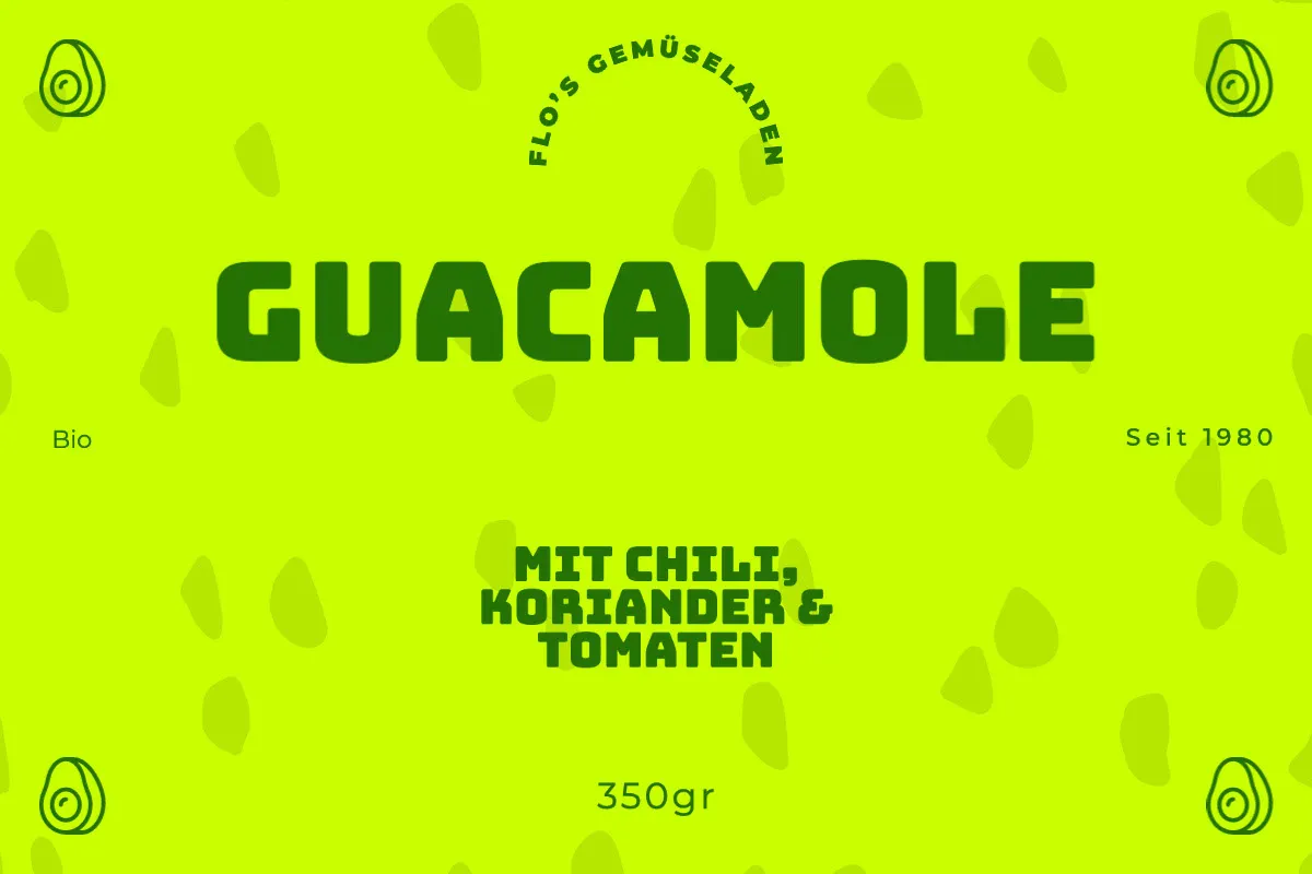 Neon Green Guacamole Food Product Label