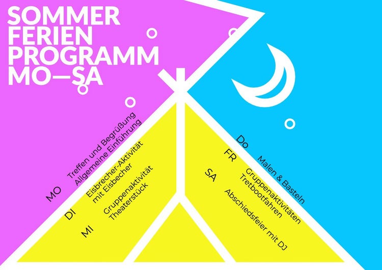 pink blue tent summer holiday program Schedule