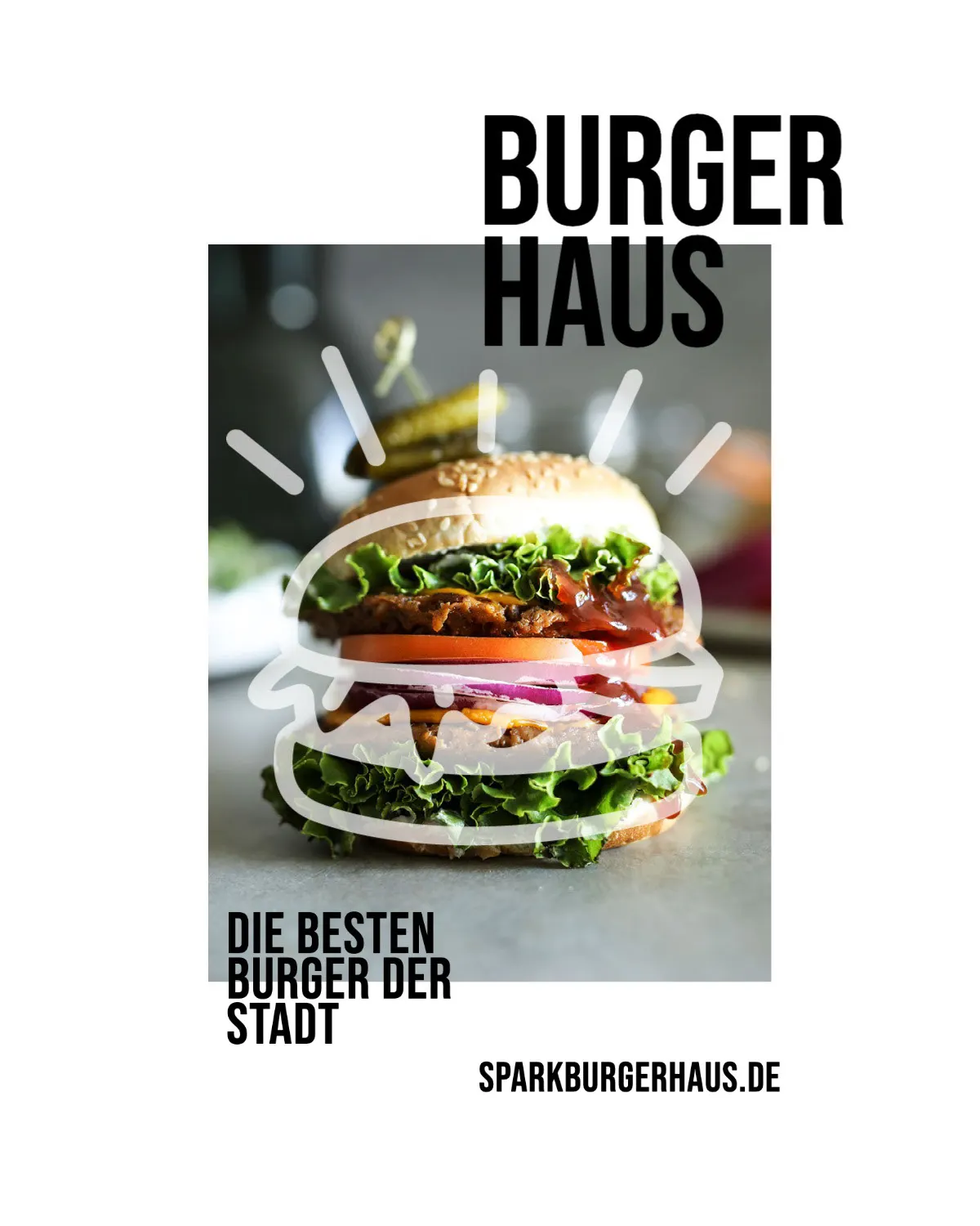 Black and White Burger Restaurant Instagram Feed Ad