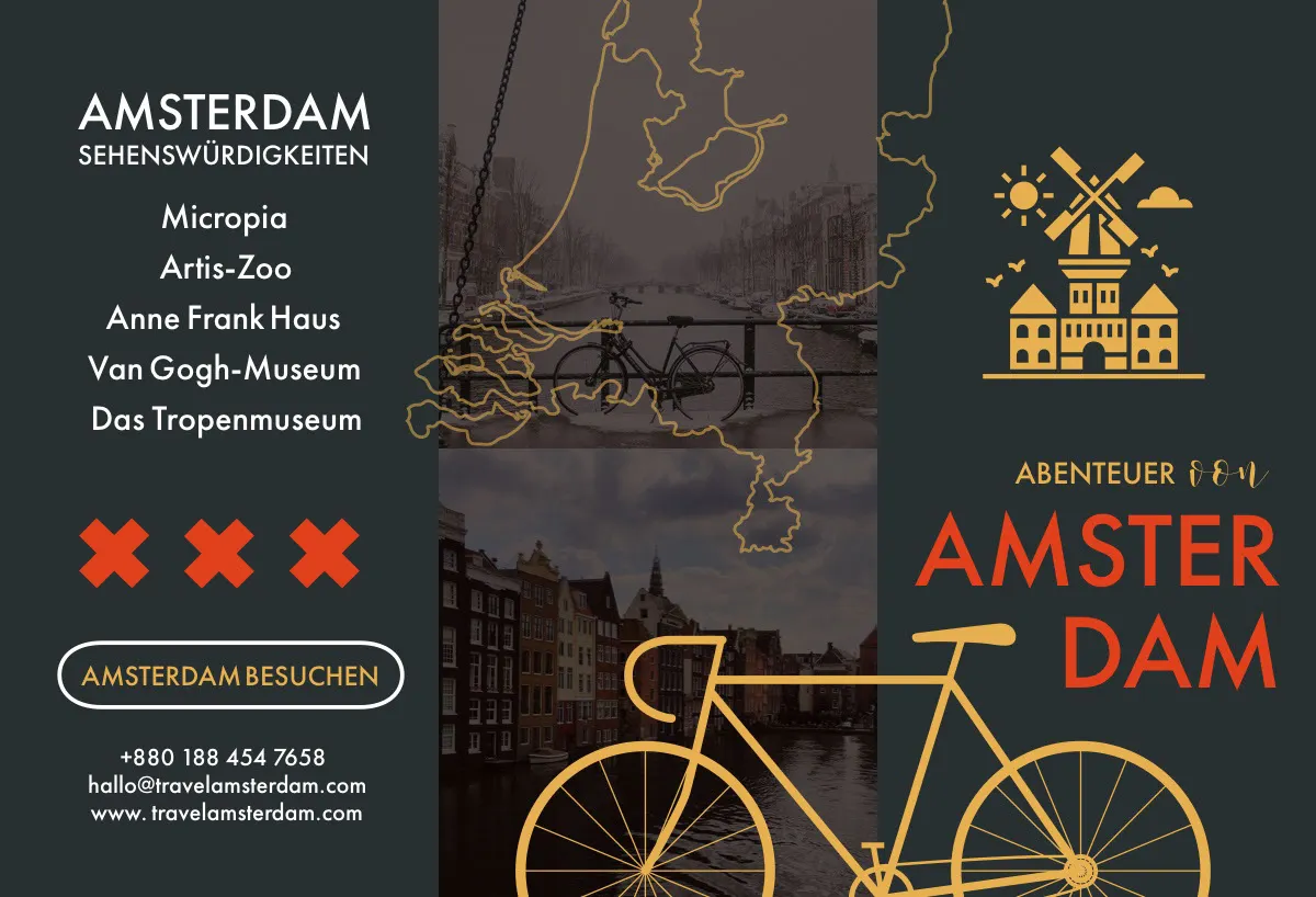 Amsterdam tourist attraction travel brochures