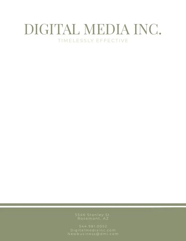 Green Elegant Digital Media Business Letterhead