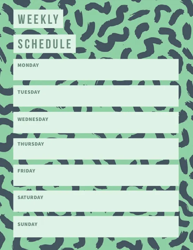 Green and Blue Personal Weekly Planner with Pattern