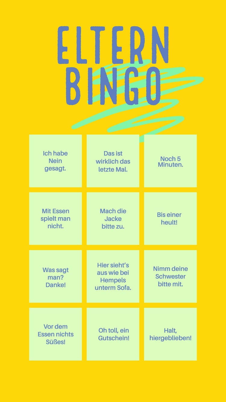 Yellow Adult Bingo Card