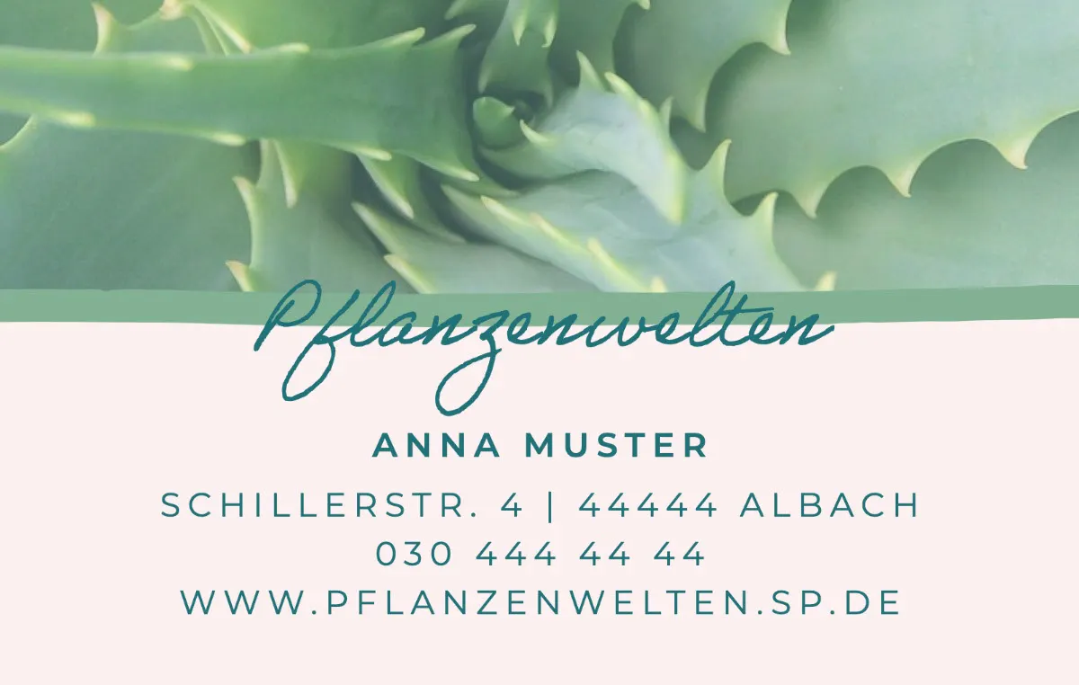 Green and Pink Aloe Vera Florist Business Card