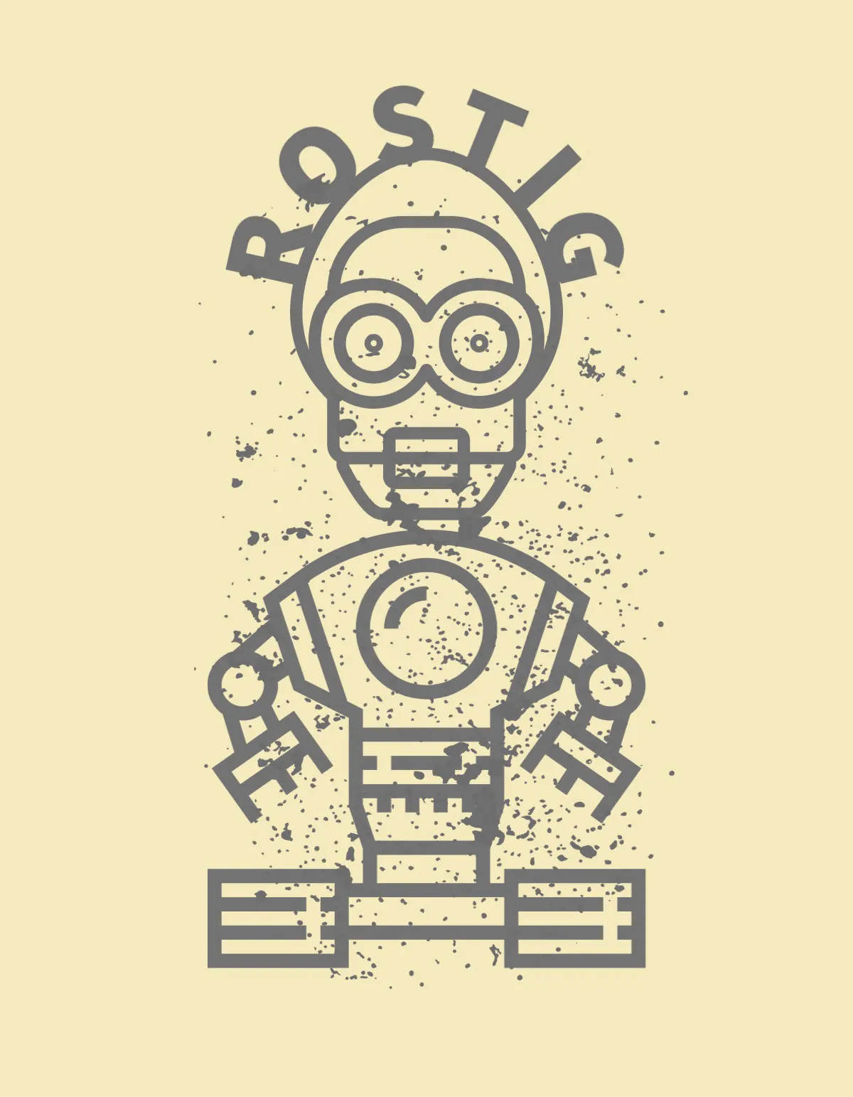Beige and Gray Rusty Robot T-shirt design