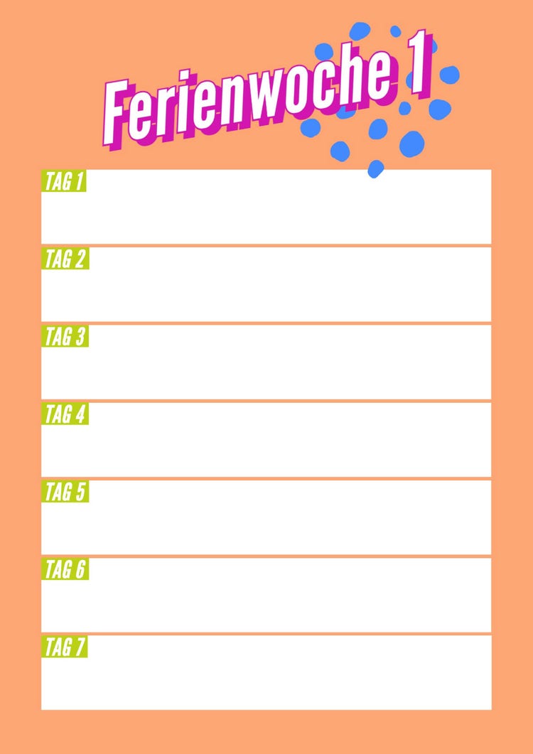Orange Pink Green Holidays Weekly Itinerary