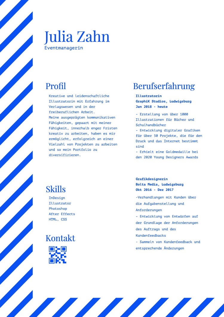 Clean Creative Blue and White Resume
