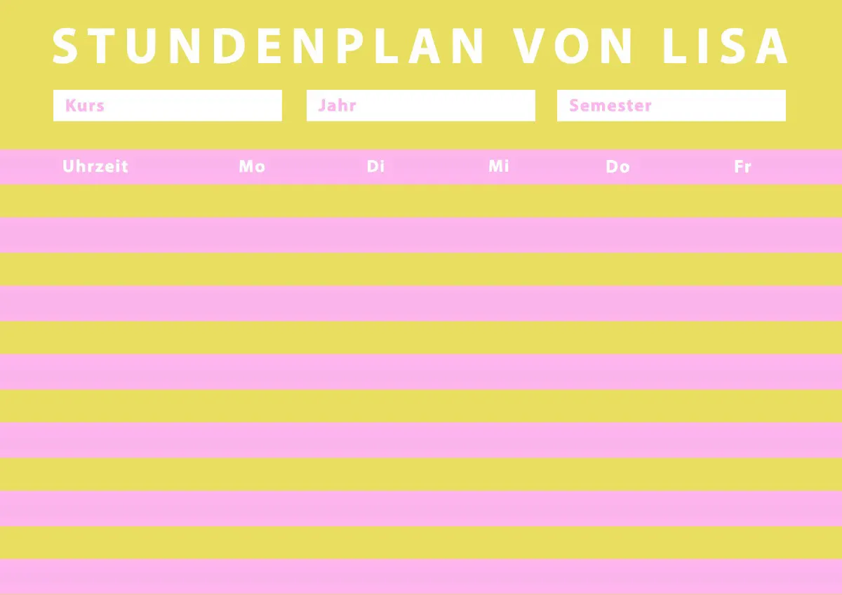 Pink Yellow Bright Personal Schedule Lesson Plan