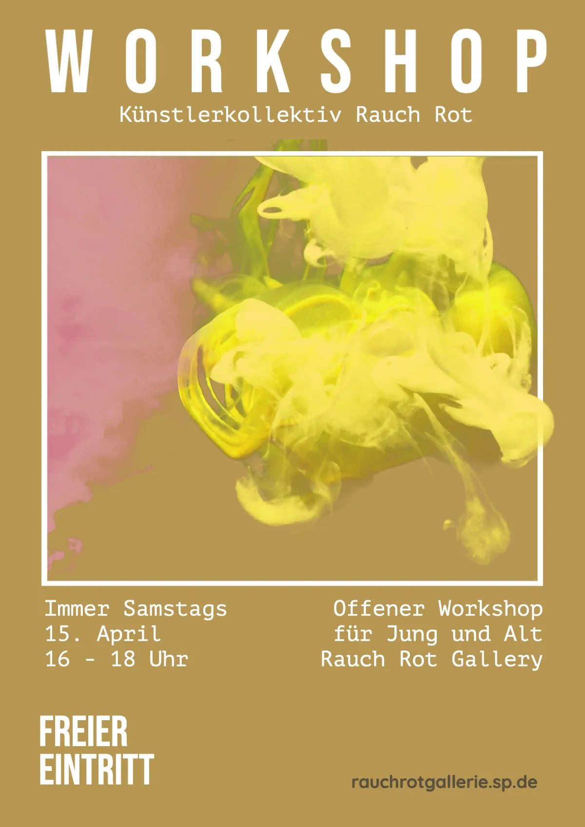 Yellow and Pink Smoke Art Workshop Poster